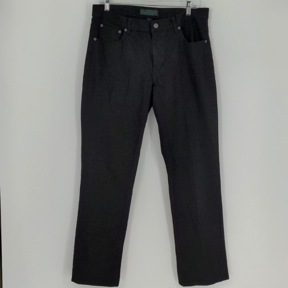 Lauren Jeans Co Ralph Lauren Women's Black Straight Leg Jeans Size 12 Slim Denim